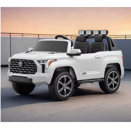 Vehicule electrice - Masina electrica copii Toyota pickup, licentiata, 12V 7Ah, 2 motoare 550, telecomanda 2.4G, 3-8 ani, Alb