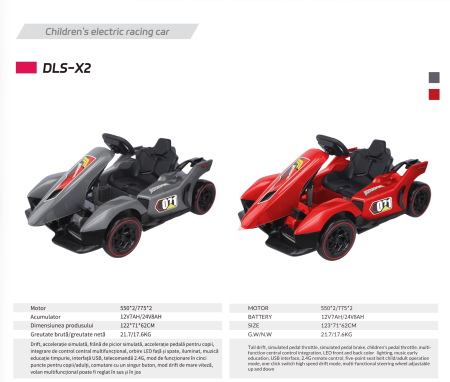 Masina electrica Kart DLS-X2, cu drift, telecomanda si lumini LED, rosu [5]