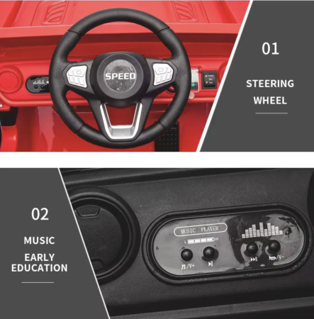 Masina electrica pentru copii DLS-X10A cu telecomanda, 12V, lumini si muzica, negru [4]