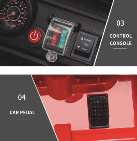 Masina electrica pentru copii DLS-X10A cu telecomanda, 12V, lumini si muzica, rosu [4]