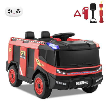 La plimbare - Masina electrica Pompieri copii 12V, 2 motoare, telecomanda, 30 kg, 3–8 ani