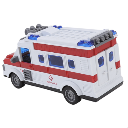 Masina Ambulanta Cu Telecomanda Scara 1:30 Lumini Si Usi Mobile Alb Rosu 3 Ani [3]