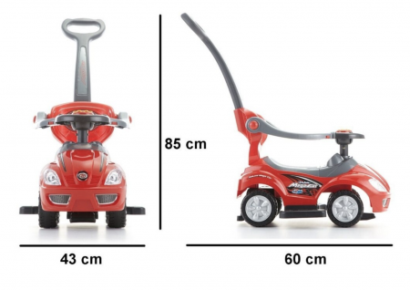 Masinuta 3 in 1 cu maner de impins, Deluxe Mega Car, albastru [14]