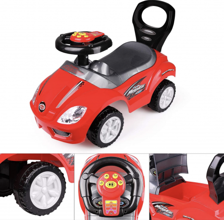 Masinuta 3 in 1 cu maner de impins, Deluxe Mega Car, albastru [20]