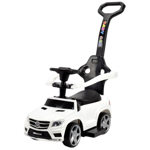 Jocuri si Jucarii - Masinuta copii 5188T alb, 6V cu maner parental, lumini si muzica, 1-3 ani, 20 kg