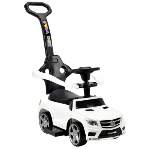 Jocuri si Jucarii - Masinuta copii 5188T alb, 6V cu maner parental, lumini si muzica, 1-3 ani, 20 kg