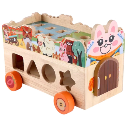 Masinuta cu activitati educative Montessori – Ferma, din lemn [2]