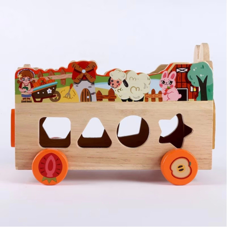 Masinuta cu activitati educative Montessori – Ferma, din lemn [8]