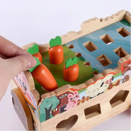 Masinuta cu activitati educative Montessori – Ferma, din lemn [4]