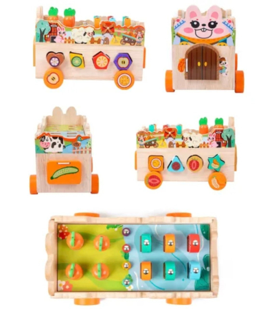 Masinuta cu activitati educative Montessori – Ferma, din lemn [11]