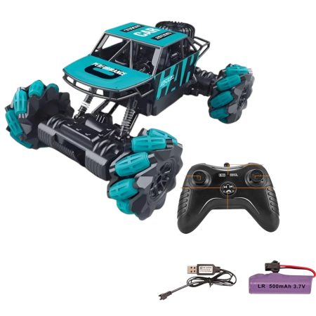 Jocuri si Jucarii - Masinuta RC 4x4 Metal Off-Road cu telecomanda 2.4GHz, suspensii, roti crawler, verde, +6 ani
