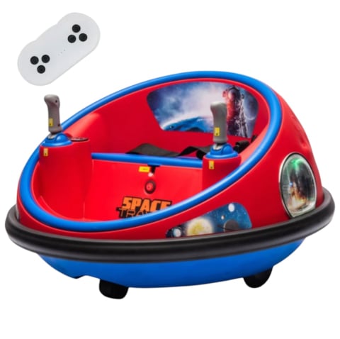 Jocuri si Jucarii - Masinuta Electrica Bumper Car DLS-K1 Nava Spatiala Rosu, Rotire 360, Bluetooth, 1-6 ani