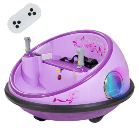 Jocuri si Jucarii - Masinuta Electrica Bumper Car DLS-K1 Nava Spatiala Roz, Rotire 360, Bluetooth, 1-6 ani