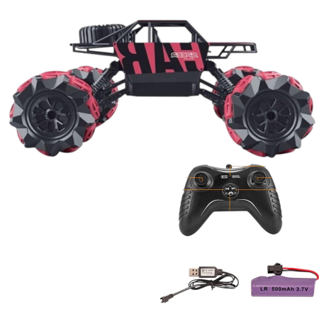Jocuri si Jucarii - Masinuta RC 4x4 Metal Off-Road cu telecomanda 2.4GHz, suspensii, roti crawler, rosu, +6 ani