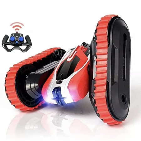 Jocuri si Jucarii - Masina cascadorie RC Stunt Car cu brat rasucit, telecomanda 2.4GHz si acumulator, rosu