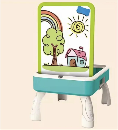 Masuta de joaca multifunctionala 2 in 1 cu 58 piese de constructie, verde [4]