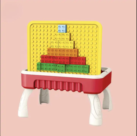 Masuta de joaca multifunctionala 2 in 1 cu 58 piese de constructie, rosu [4]