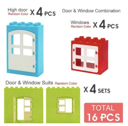 Masuta de joaca multifunctionala 2 in 1 cu 58 piese de constructie, rosu [5]