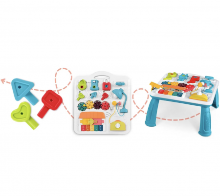 Masuta interactiva bebelusi 10 in 1, Busy Board cu lumini si sunete si panou detasabil [4]