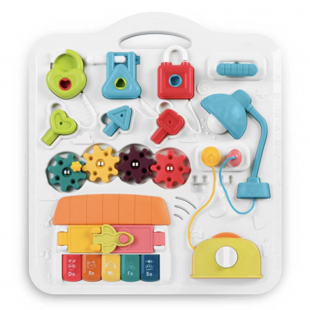 Masuta interactiva bebelusi 10 in 1, Busy Board cu lumini si sunete si panou detasabil [5]