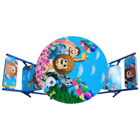 Camera copilului - Masuta Pliabila pentru Copii cu 2 Scaune - 60x60 cm, Animale din Jungla E1