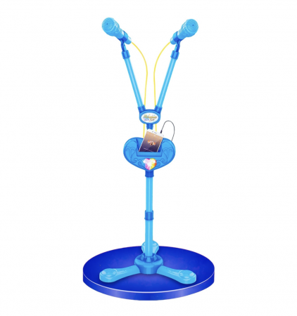 Artist - instrumente muzicale - Microfon dublu cu stativ si suport, albastru