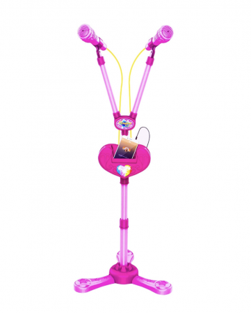 Artist - instrumente muzicale - Microfon dublu cu stativ si suport, roz
