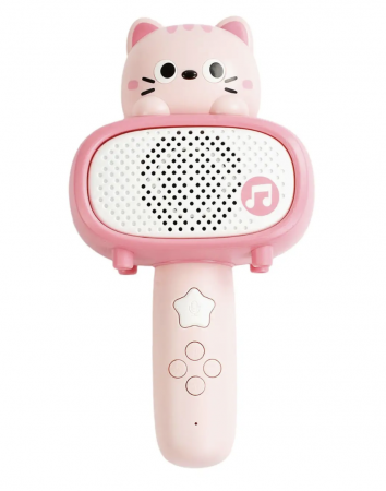 Microfon karaoke cu telecomanda, Bluetooth si incarcator cablu USB - Pisicuta roz [2]