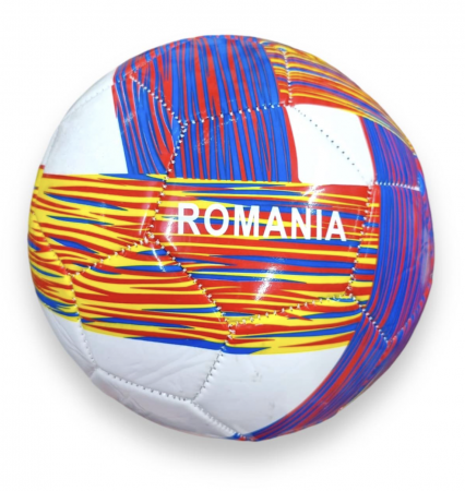 Jocuri si Jucarii - Minge de Fotbal, Marimea 5, Material PVC, Alb Tricolor Romania