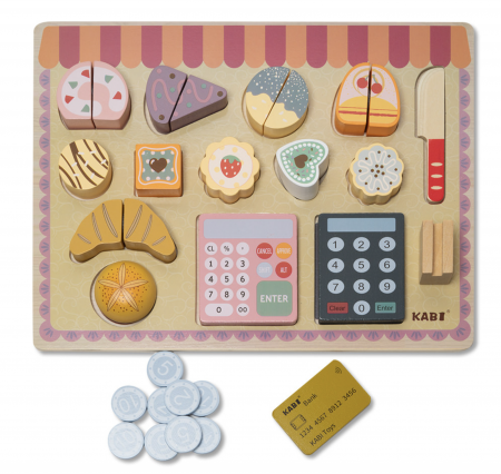 Puzzle lemn, incastru - Mini magazin de dulciuri si patiserie, 18 piese, din lemn