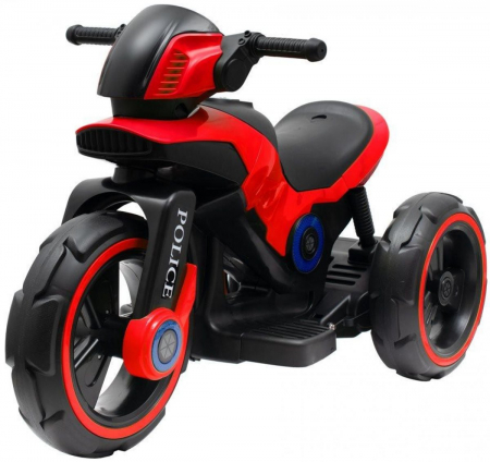 Vehicule electrice - Motocicleta eléctrica pentru copii, doua motoare, acumulator 12V, cu muzica si lumini, rosu