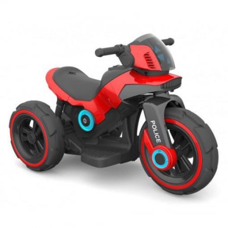 Motocicleta eléctrica pentru copii, doua motoare, acumulator 12V, cu muzica si lumini, rosu [0]