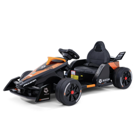Vehicule electrice - Kart electric copii Formula 1 DLS-K09, licentiat, 12V, 2 motoare, telecomanda 2.4G, 3-9 ani, Portocaliu-Negru