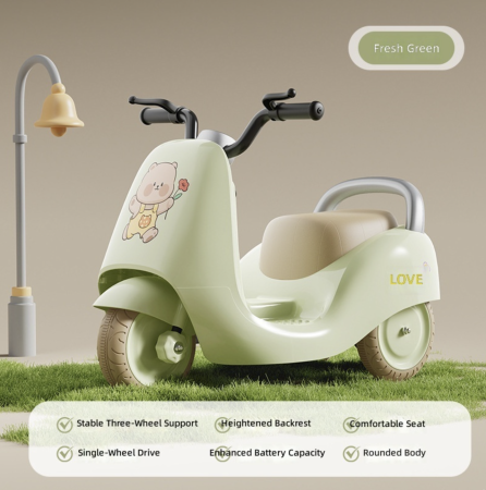 Jocuri si Jucarii - Motocicleta Electrica Copii 3 Roti Italian style DLS-K2 Baterie 6V 4Ah Muzica Vernil 2-5 Ani