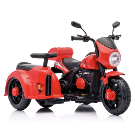 Vehicule electrice - Motocicleta electrica copii 609-1 cu atas detasabil, 2 locuri, 2 motoare, portbagaj dublu, 2-5 ani, rosu