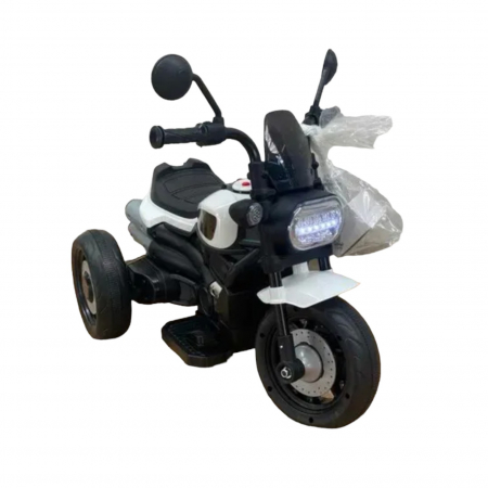 Motocicleta electrica copii 618W, acumulator 6V, 1 motor, cu sunete si lumini, alb [2]
