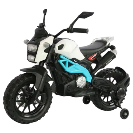 Vehicule electrice - Motocicleta electrica copii Enduro DLS01, 12V, suspensie, MP3, roti ajutatoare, 3-8 ani, albastru