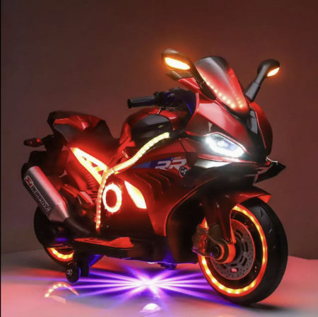 Vehicule electrice - Motocicleta electrica copii A113 HIGH, 12V 7Ah, pornire cheie, Bluetooth, lumini laser, 3-8 ani Rosu