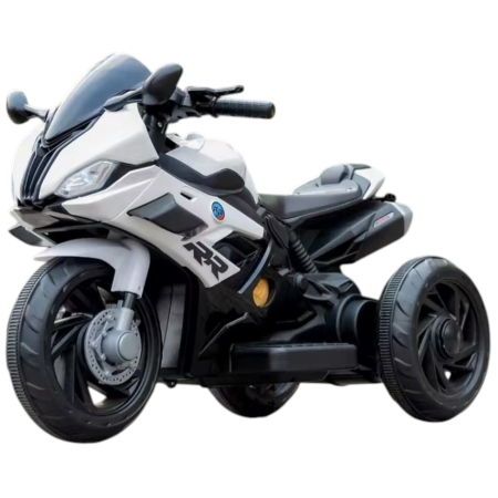Vehicule electrice - Motocicleta electrica copii model 518, 6V, 3 trepte viteza, lumini, muzica USB MP3, 2-5 ani, Alb