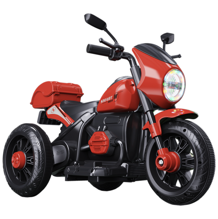 Vehicule electrice - Motocicleta electrica copii Retro 3 roti, 6V, portbagaj depozitare, lumini LED, muzica, 2-5 ani, rosu