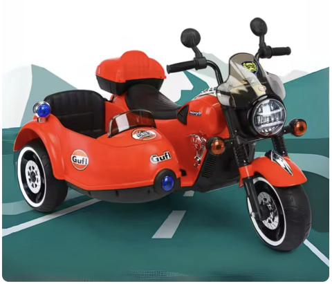 Motocicleta electrica cu atas 1916 rosu, 2 locuri, 12V, lumini LED, 2-10 ani, 50 kg [2]