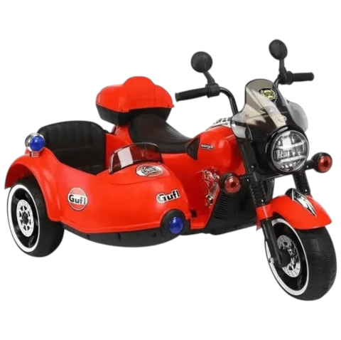 Jocuri si Jucarii - Motocicleta electrica cu atas 1916 rosu, 2 locuri, 12V, lumini LED, 2-10 ani, 50 kg