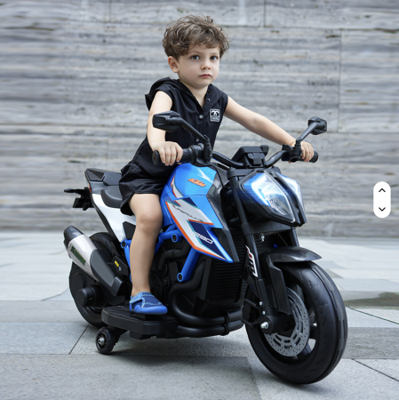 Motocicleta electrica pentru copii DLS-X12, cu lumini, muzica, MP3 si USB, albastru [2]