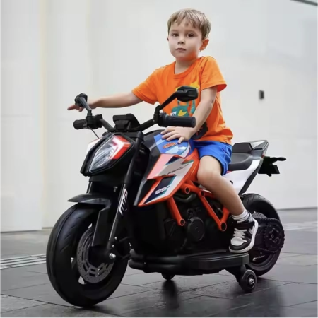 Motocicleta electrica pentru copii DLS-X12, cu lumini, muzica, MP3 si USB, portocaliu [2]