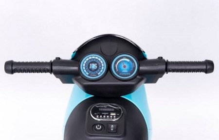 Motocicleta eléctrica pentru copii, doua motoare, acumulator 12V, cu muzica si lumini, bleu [4]