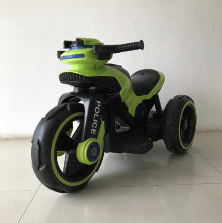 Vehicule electrice - Motocicleta eléctrica pentru copii, doua motoare, acumulator 12V, cu muzica si lumini, verde