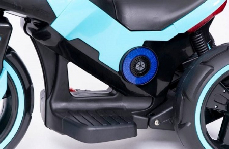Motocicleta eléctrica pentru copii, doua motoare, acumulator 12V, cu muzica si lumini, bleu [5]