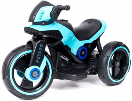 Motocicleta eléctrica pentru copii, doua motoare, acumulator 12V, cu muzica si lumini, bleu [8]