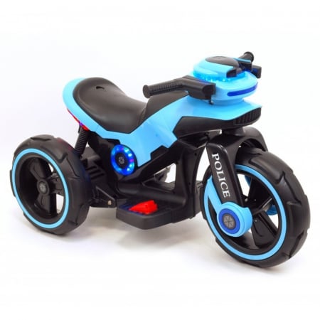 Vehicule electrice - Motocicleta eléctrica pentru copii, doua motoare, acumulator 12V, cu muzica si lumini, bleu