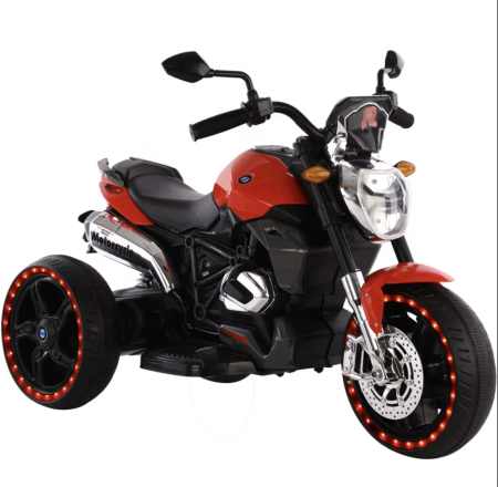 Vehicule electrice - Motocicleta electrica pentru copii PKQ-1160, cu roti mari si lumini, 12V, 2-5 ani, Rosu